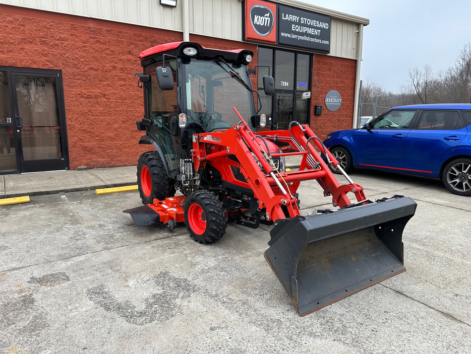 USED 2022 KIOTI CX2510HC HST CAB W/LOADER & 60" MID MOUNT MOWER-T4008NA